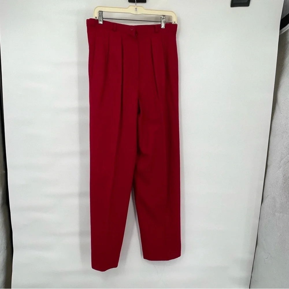 Vintage Anne Kein red wool cashmere blend pant suit - Picture 3 of 16